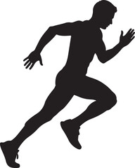 Silhouette of male runner sprinting in powerful stride motion