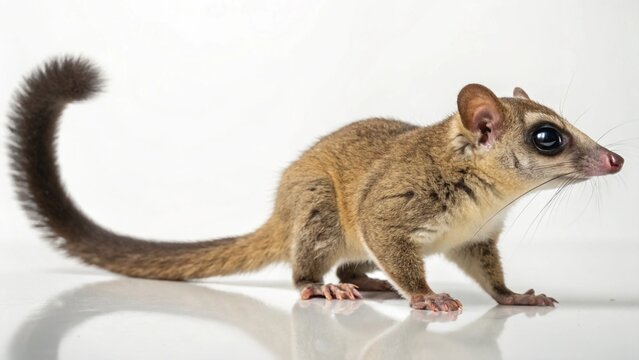 Photorealistic studio portrait of a cute Olingo (Bassaricyon) with soft brown fur, isolated on a clean white background.