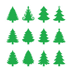 Set of Christmas trees vector illustration for holiday celebration
