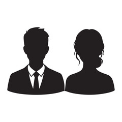 Vector illustration of man and woman faces silhouette icon design couple avatar profile art