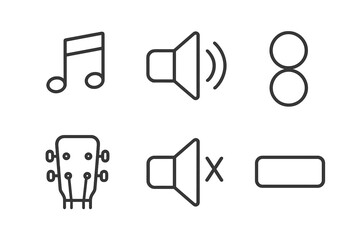 Harmonious Absence Icons. Line vector icons of harmonious absence allure: balanced blank notes, peaceful tone vacuums, gentle