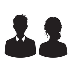 Man and woman face silhouette vector illustration