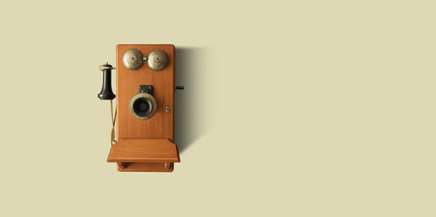 Telecommunication Development 150th Anniversary Historic Vintage Crank Telephone Early Era Antique Wall Phone