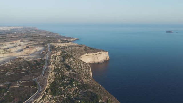 Aerial View of the Dingli Cliffs at Sunset &ndash; Malta Coastline &ndash; 4K Drone Footage