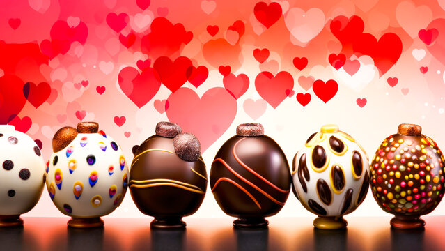 Delightful Assortment of Chocolate Truffles Perfect for Celebrating Love on Valentine’s Day - Powered by Adobe