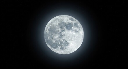 Fototapeta premium Minimal Full Moon Dark Space Background.