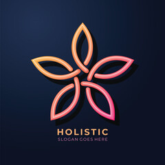 Detailed golden holistic logo design with cmyk and grayscale elements