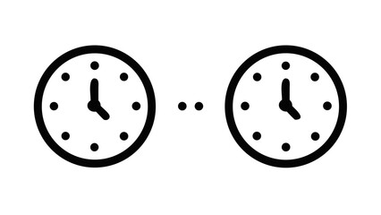 Abstract illustration depicting the passage of time, continuous flow, and chronological sequence through a minimalist icon set of linked clocks