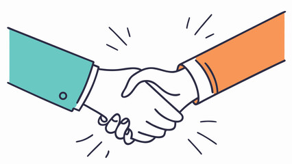 Vector illustration illustration of two business people shaking hands firmly, symbolizing agreement and partnership
