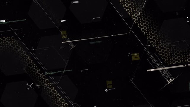 Abstract Dark Hexagon Grid Animation Loop for Backgrounds.