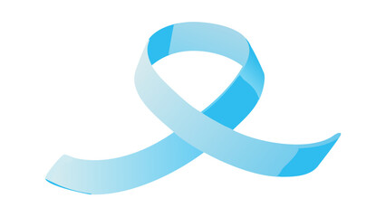 Light blue awareness ribbon concept for prostate cancer and men's health support, a symbolic emblem for solidarity and hope isolated on a white background