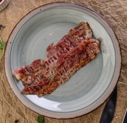 Fried bacon piece for breakfast