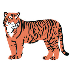 Tiger side filled stroke