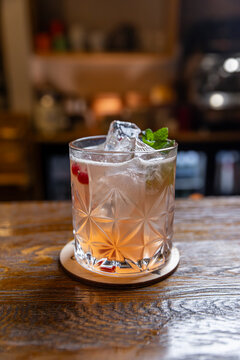 Refreshing cocktail drink with ice