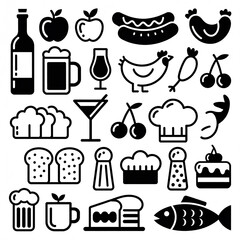 Food and Drink Icons bottle apple