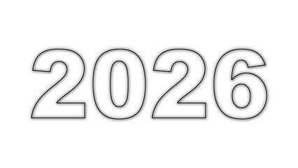 Black and White 2026 Year Outline Minimalist Monochrome Illustration