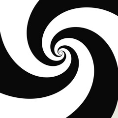 Hypnotic black and white spiral illusion graphic art background