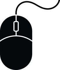 Computer mouse icon with cable, a standard pointing device for pc navigation.