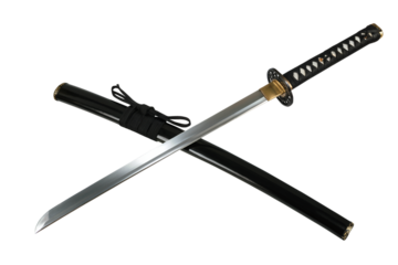 Traditional Japanese Katana Sword and Sheath Isolated on Transparent Background