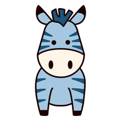 Naklejka premium Cute blue zebra flat