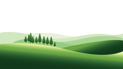 Obraz premium illustration of Serene Gradient Hills with Cypress Trees