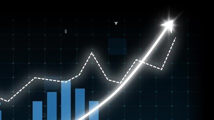 Business growth concept in allusive graph chart showing marketing sales profit increasing to future target . Excellent financial status of corporate business rise up . Finance and money 3D rendering . - Powered by Adobe