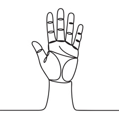 Continuous Line Drawing of Open Human Hand and Palm