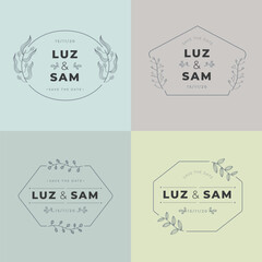 Minimalist pastel wedding invitation templates with elegant typography