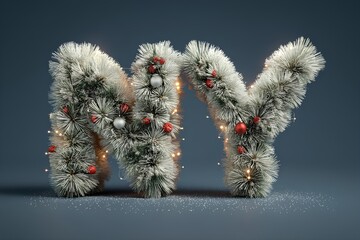 Festive NY Initials for New Year Celebration &ndash; Fluffy Christmas Tree Style
