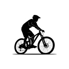 Naklejka premium silhouette of a man riding a bicycle vector silhouette on a white background.