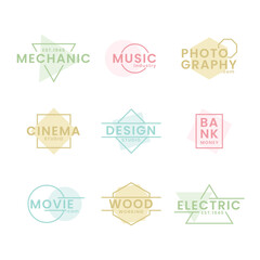 Collection of minimalist logos in soft pastel colors