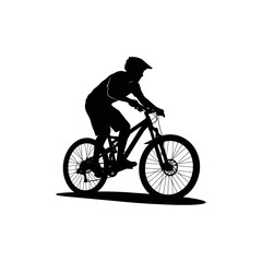 Obraz premium silhouette of a man riding a bicycle vector on a white background.