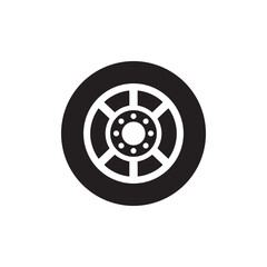 Fototapeta premium Black and white car wheel icon transport tire and rim symbol vector illustration