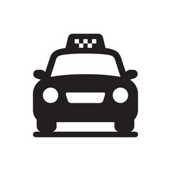 Black and white taxi car icon front view simple transport silhouette vector illustration