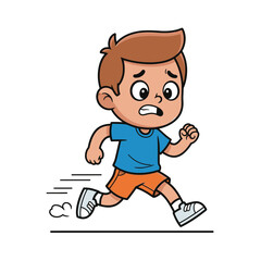 boy running on the beach,on white background