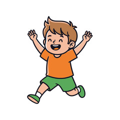 happy boy jumping on white background