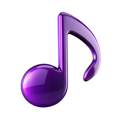 Purple musical note illustration on a transparent background isolated on transparent background