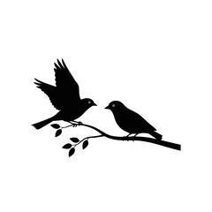 silhouette of two pigeon, pigeon with wings on white background silhouette vector design illustration