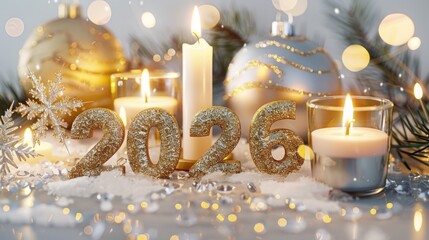 Festive holiday display with candles and decorations for celebrations
