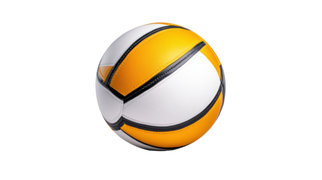 Yellow and White Ball with Black Stripes on Transparent Background