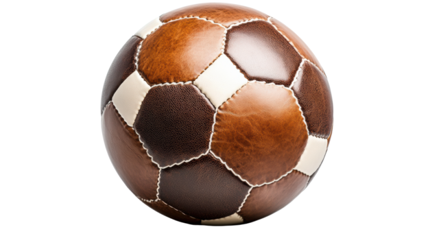 Vintage Leather Ball on Transparent Background