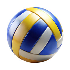 Blue white and yellow volleyball ball isolated on transparent background