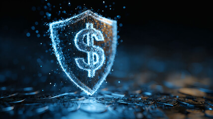 Digital Shield Protecting Financial Assets with Currency Symbol