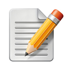 Pencil on a document icon isolated on transparent background