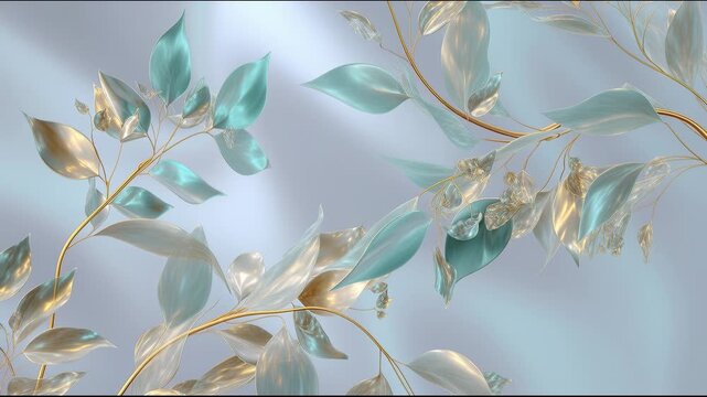 Elegant metallic botanical pattern in soft pastel tones