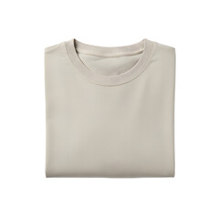Neatly Folded Blank Beige T-Shirt Mockup on Transparent Background