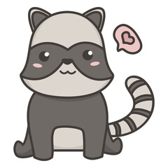 Kawaii racoon flat