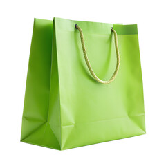 Lime green shopping bag with rope handles isolated on transparent background