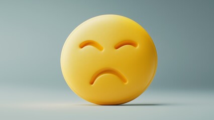 Fototapeta premium Hyper-Realistic Emoji Tablet Concept for Emotional Wellness Yellow Anxious Emoji Pill as Modern Mental Health Symbol