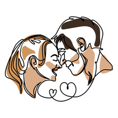 Happy couple continuous line